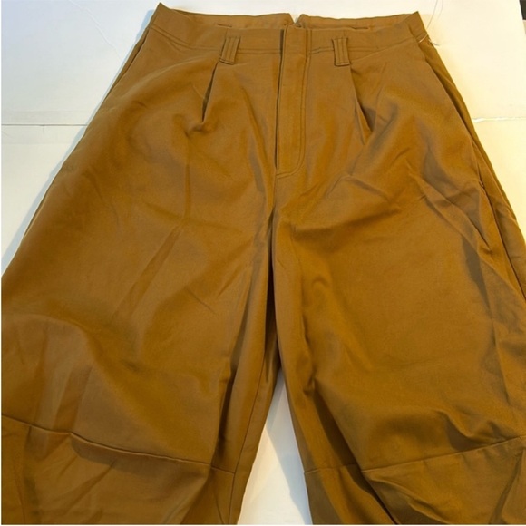 Free People 2 Pants Turning Point Pleated Barrel Trousers in mustard combo - Picture 4 of 11